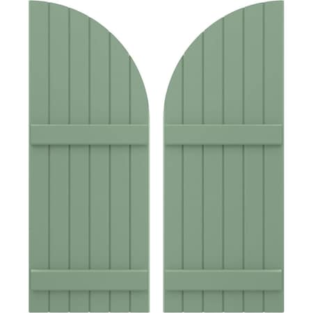 Americraft 6-Board (2 Batten) Wood Joined Board-n-Batten Shutters W/ Arch Top, ARW101BQ621X78TGH